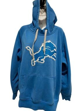 ANTIGUA DETROIT LIONS NFL Hoodie Sweatshirt Blue Size Large